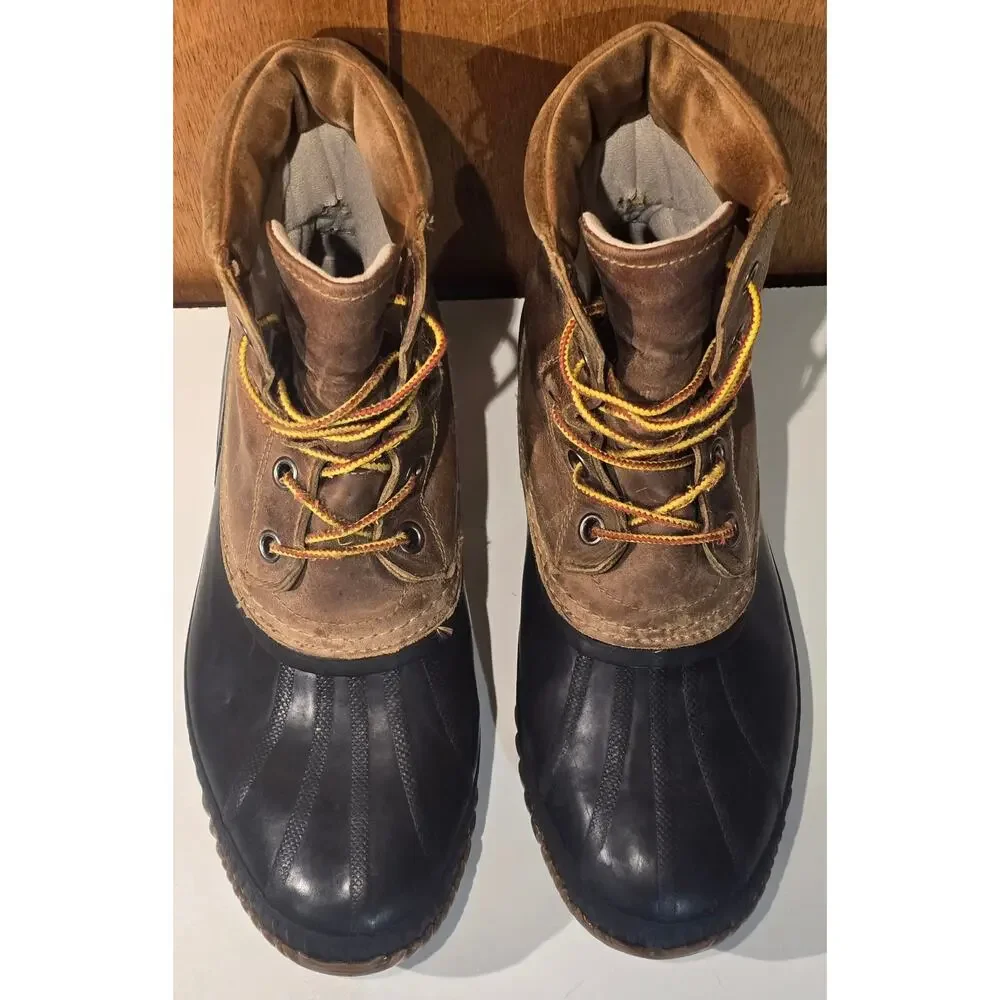 Sorel Duck Boots Men's Size 12 Brown Black Waterproof Lace Up Boots